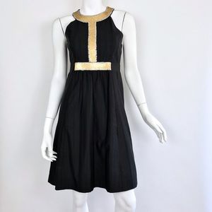 {Tibi} Black Textured Holiday Dress with Sequins